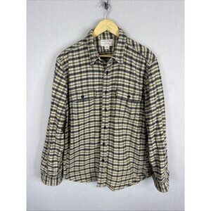 Filson Garment L Flannel Shirt Tan Brown Plaid Button Up Workwear Cotton